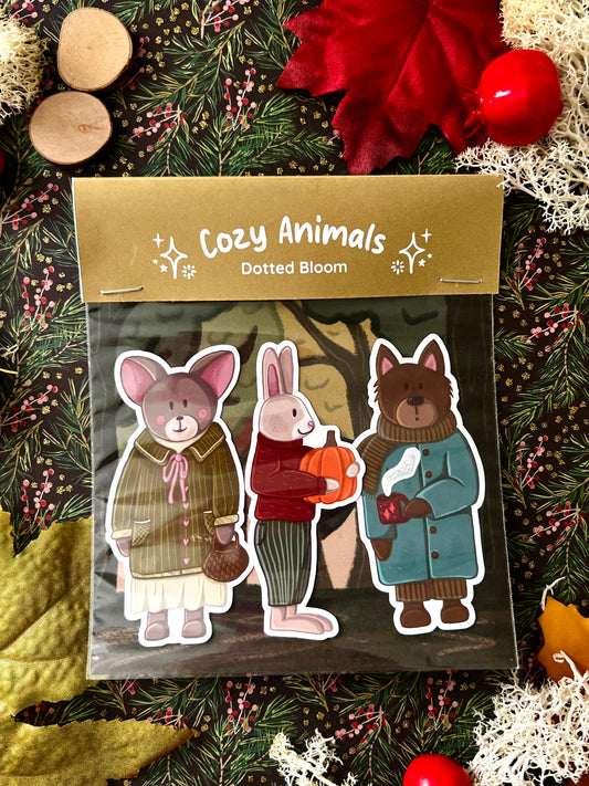 3 Cozy Animals Stickers